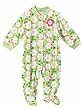 Carter's Flowered Footed Pajamas Sleepwear GREEN 6 Months