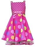 Rare Edition Girls 2-6x Fucsha Multi Dot Dress,Fuchsia,4