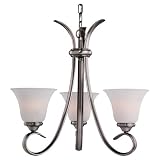 Sea Gull Lighting 31360-965 Three-Light Rialto Chandelier with Etched White Alabaster Glass Shades, Antique Brushed Nickel Finish