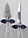 Black Satin Bow White Ribbon Cake Knife and Server Set for Wedding or Ceremony
