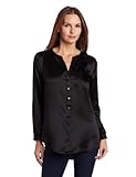 IMAGE OF Lilla P Women's Long Sleeve Pocket Tunic Shirt, Black Silk, Small