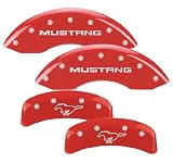 MGP Caliper Cover 10095-S-MPY-RD Red Powdercoat Brake Caliper Cover with Silver Mustang Letters and Silver Pony Logo for Ford Mustang, (Set of 4)