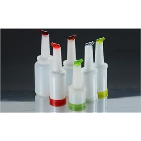 Paderno World Cuisine 1-Quart Plastic Beverage Container, Orange Cap and Pourer