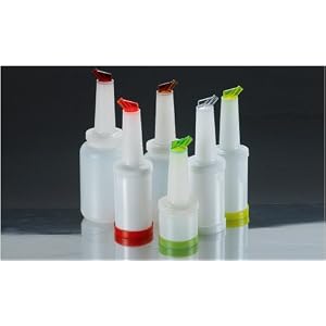 Paderno World Cuisine 1-Quart Plastic Beverage Container, Green Cap and Pourer