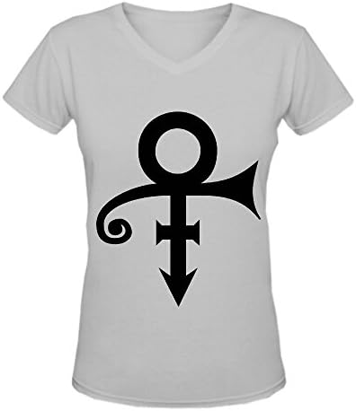 Prince logoThe unpronounceable symbol V Neck Tee Shirt Women Grey