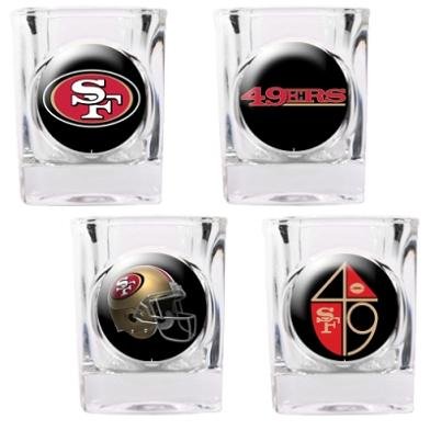 NFL San Francisco 49ers Four Piece Square Shot Glass Set (Individual Logos)