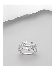 Leaf CZ Ring In 92.5 Sterling Silver