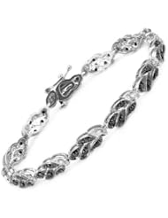 14K White Gold 0.8 CTW Color Black Opaque Diamond and 0.2 CTW Color G-H SI2-SI3 Diamond Women Bracelet. Length 6.75 in. Total Item weight 9.9 g.