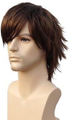 Acewill Capless High Quality Synthetic Short Straight Dark Brown Man'S Wigs