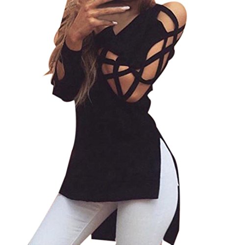 Sunward(TM) Fashion Women Club Sexy Hollow Sleeve Blouse (XLarge, Black)