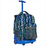 J World Single Handle Rolling Squares Backpack - Blue