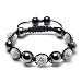 See larger Bling Jewelry Smooth Magnetic Hematite Balls White Swarovski Crystal Shamballa Bracelet 12Mm