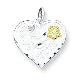 Sterling Silver I Love You Mom Heart Charm with 20 inch Sterling Silver Chain