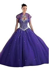 Lace-Up Sequined Crystal Beaded Tulle  Floor Length  Ball Gown Evening Dress/Prom Dress/Quinceanera Dress 