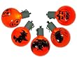Set of 10 Battery Operated Blood Orange LED G50 Halloween Lights - Green Wire