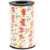 Berwick 3/8-Inch Wide by 250-Yard Spool Fun Dots Printed Curling Ribbon, White/Multi
