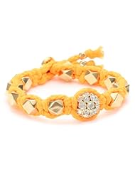 Ettika Orange Cord with Faceted Beads and Large Rhinestone Ball Bracelet