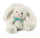 Russ Berrie Fluffie White Bunny Plush Stuffed Animal with Blue Bow - 5 Inches Tall Seated