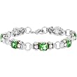 White Gold Rhodium and 14k Gold Bonded Link Style Bracelet with Princess Cut Olive CZ and Lobster Clasp in Tutone