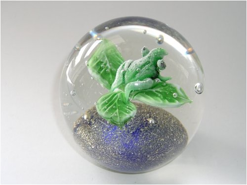 Green frog on leaf paperweight