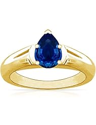 18K Yellow Gold Pear Cut Blue Sapphire Solitaire Ring