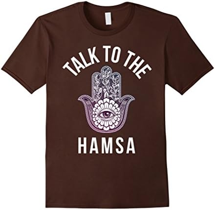 Men's Talk-To The-Hamsa' T-shirt,Yoga'-Lover,Vintage',Tee-Shirt Medium Brown
