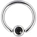 14 Gauge Swarovski JET Gem BCR Captive Ring