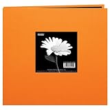 Pioneer 8 Inch by 8 Inch Postbound Fabric Frame Cover Memory Book, Orange