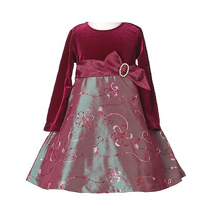 Bonnie Jean Burgundy Girls Christmas Dress