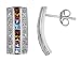 Multi-Gemstone Earrings with Diamonds 4/5 Carat (ctw) in 10K White Gold