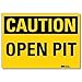 Safety Sign, Open Pit, Black/Yellow, 5 in H (2 pieces)