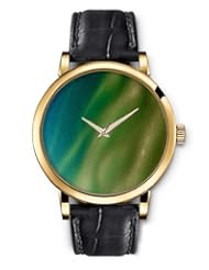 SPRAWL Aanalog Fashion Series Gold Ladies Watches of Genuine Black Leather Strap,Unique Wrist Watch for Women Girls Designed with Texture of a green stem