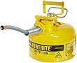 Justrite 7210220 AccuFlow 1 Gallon, Galvanized Steel Type II Yellow Safety Can With 5/8