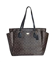 Coach F35414 Large Diaper Tote Travel Bag Coated Canvas Brown Black $495
