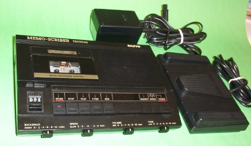 Sanyo TRC 5040 Memoscriber Microcassette Transcriber W/foot Switch, Ac Adapter, Headset