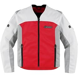 Icon Device Men's Textile Street Bike Racing Motorcycle Jacket - Red