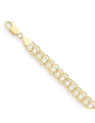 14k Double Link Charm Bracelet, Best Quality Free Gift Box Satisfaction Guaranteed