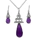 Necklace Earring Sterling Silver Swarovski Crystals Amethyst Purple February Birthstone Swirl Jewelry Set Gift Bucasi SALE
