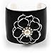 Black Wide Enamel Floral Cuff Bangle
