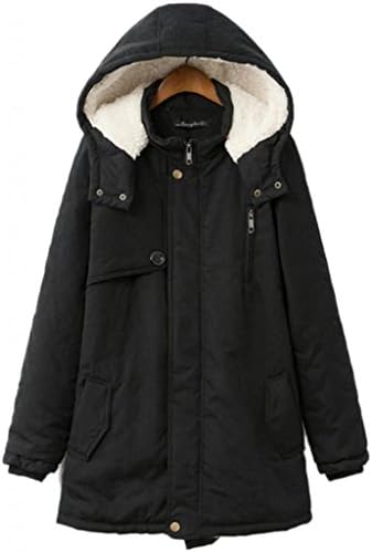 Women's Cashmere Coat Hooded Wadded Jacket Plus Size HL249(Black,2X)