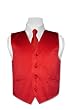 Covona BOY'S Solid RED Color Dress Vest NeckTie Set