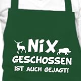 Produkt-Bild: Nix geschossen ist auch gejagt - Grillsch&uuml;rze, Kochsch&uuml;rze, K&uuml;chensch&uuml;rze, Latzsch&uuml;rze mit verstellbarem Nackenband und Seitentasche - Die Geschenkidee!