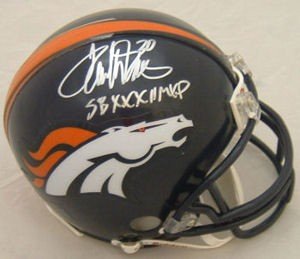 Terrell Davis Autographed/Hnad Signed Denver Broncos Mini Helmet with SB 32 MVP Inscription