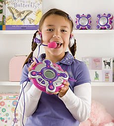 Battery-Operated Full-Function Portable CD Player/Karaoke Machine with Headset and Microphone