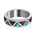 Gem Avenue Men's 925 Sterling Silver Turquoise and Coral Gemstone Southwestern Style 6mm Band
