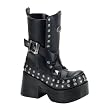 3 1/2 Inch Platform Gothic Boots Womens Calf Boots Chunky Heel Straps Studs