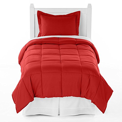 Ivy UnionTwin Solid Comforter & Sham Set - Red