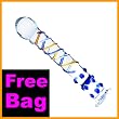 Pyrex Glass Dildo Swirl Blue Amber