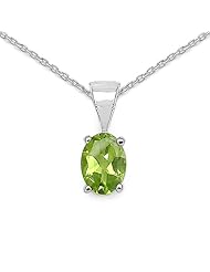 0.85 Carat Genuine Peridot Oval shape 925 Sterling Silver Pendant