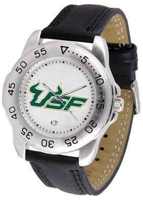South Florida Bulls Suntime Mens Sports Watch w/ Leather Band - NCAA College Athletics